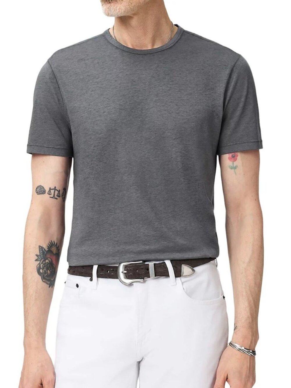 John Varvatos Mens 2XL Bale Burnout Crewneck Tee Shirt Flagstone Grey NWT 118